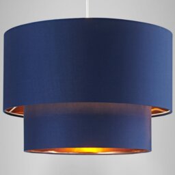Rackhams Designer Midnight Blue Cotton Double Tier Ceiling Shade with Shiny Copper Inner - thumbnail 5