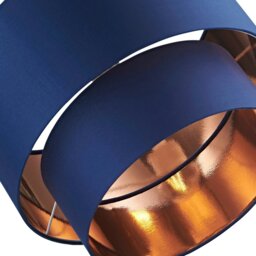 Rackhams Designer Midnight Blue Cotton Double Tier Ceiling Shade with Shiny Copper Inner - thumbnail 3
