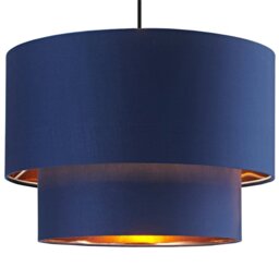 Rackhams Designer Midnight Blue Cotton Double Tier Ceiling Shade with Shiny Copper Inner - thumbnail 2