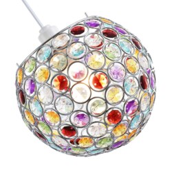 Rackhams Modern Round Globe Easy Fit Pendant Shade with Small Multi Acrylic Bead Jewels - thumbnail 5