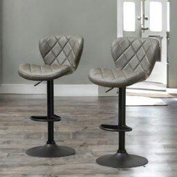 Rackhams 2PC Height Adjustable 360 Swivel Bar Stools Set Dark Grey - thumbnail 5