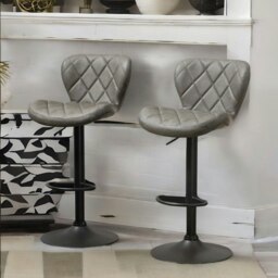 Rackhams 2PC Height Adjustable 360 Swivel Bar Stools Set Dark Grey - thumbnail 6