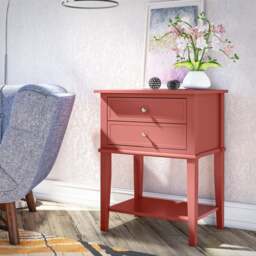 Rackhams Franklin Accent Table with 2 Drawers Terracotta - Red - thumbnail 5