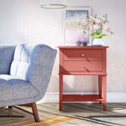 Rackhams Franklin Accent Table with 2 Drawers Terracotta - Red - thumbnail 6