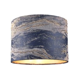 Rackhams Navy Blue Jacquard Cotton Lamp Shade with Gold Leaf Foil Wavy Decor
