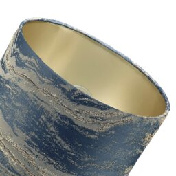 Rackhams Navy Blue Jacquard Cotton Lamp Shade with Gold Leaf Foil Wavy Decor - thumbnail 4