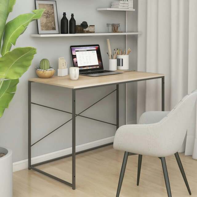 Rackhams Computer Desk Black and Oak 110x60x70 cm Engineered Wood - image 1