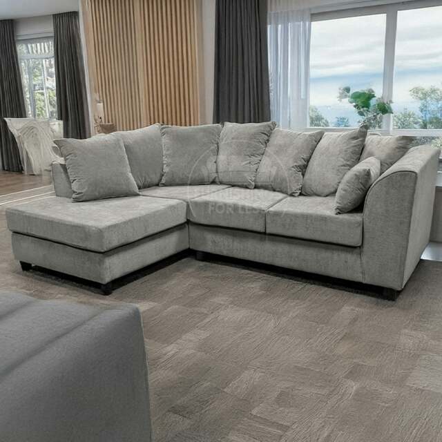 Rackhams Casper Chenille Fabric Corner Sofa - Grey - Left Hand Facing - image 1