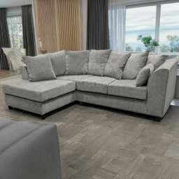 Rackhams Casper Chenille Fabric Corner Sofa - Grey - Left Hand Facing - thumbnail 1