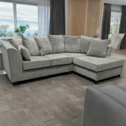 Rackhams Casper Chenille Fabric Corner Sofa - Grey - Left Hand Facing - thumbnail 2