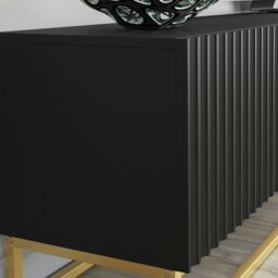 Rackhams Modular Black TV Unit with Gold Base 200cm – Fluted Fronts & Push-Down Doors - 200cm  - 1 -  MDF/Chipboard - thumbnail 5