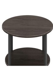 Rackhams Walnut Colored Small Round Coffee Table with 2 Tier - Walnut - thumbnail 4