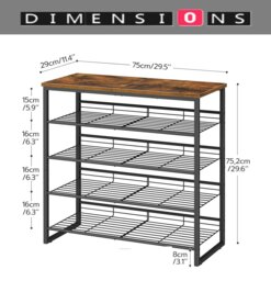 Rackhams 5-Tier Adjustable Shoe Rack - Shoe Organizer for Entryway - thumbnail 3