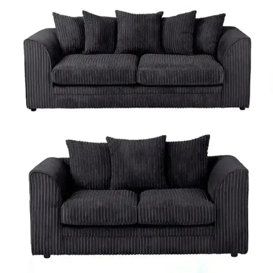 Rackhams Camden Jumbo Cord 3+2 Sofa Set - Black - image 1
