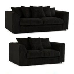 Rackhams Camden Jumbo Cord 3+2 Sofa Set - Black - thumbnail 5