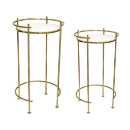 Rackhams Opulence Set of 2 Nested Side Tables Marble/Gold - thumbnail 2