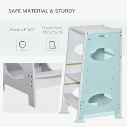 Rackhams Kids Step Stool Toddler Kitchen Stool Tower with Adjustable Standing Platform, Grey - thumbnail 5