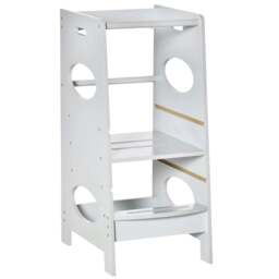 Rackhams Kids Step Stool Toddler Kitchen Stool Tower with Adjustable Standing Platform, Grey - thumbnail 1