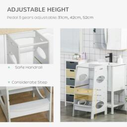 Rackhams Kids Step Stool Toddler Kitchen Stool Tower with Adjustable Standing Platform, Grey - thumbnail 4