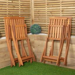 Rackhams Set of 4 Bowness Outdoor Garden Patio Wooden Folding Chairs - thumbnail 3