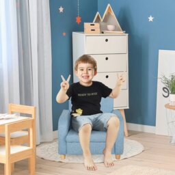 Rackhams Child Armchair Wood Frame w/ Padding Seat Low-Rise Bedroom Blue