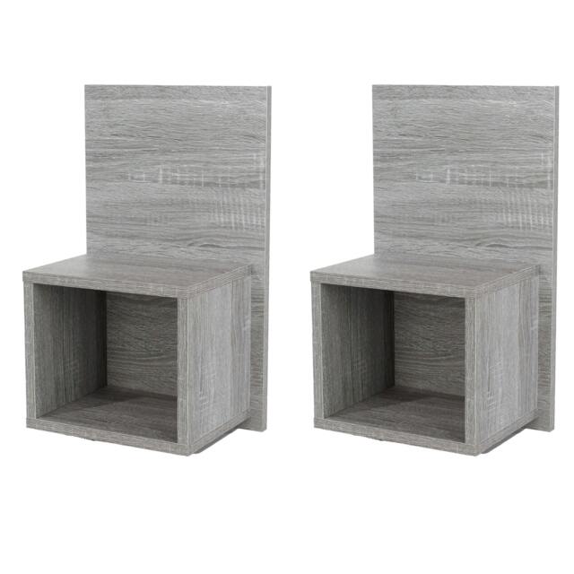 Rackhams Pair of Kelly Hanging Bedside Tables, Compact with Storage - Grey Oak Effect - image 1