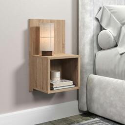 Rackhams Pair of Kelly Hanging Bedside Tables, Compact with Storage - Grey Oak Effect - thumbnail 3