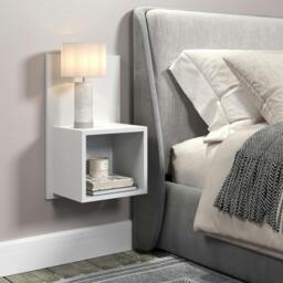 Rackhams Pair of Kelly Hanging Bedside Tables, Compact with Storage - Grey Oak Effect - thumbnail 2