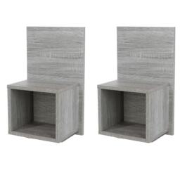 Rackhams Pair of Kelly Hanging Bedside Tables, Compact with Storage - Grey Oak Effect - thumbnail 1