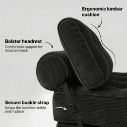 Rackhams Convertible Sofa Bed 3-IN-1 Portable Boneless Counch Lightweight Foldable - Black - thumbnail 6