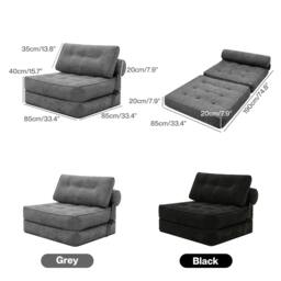 Rackhams Convertible Sofa Bed 3-IN-1 Portable Boneless Counch Lightweight Foldable - Black - thumbnail 4