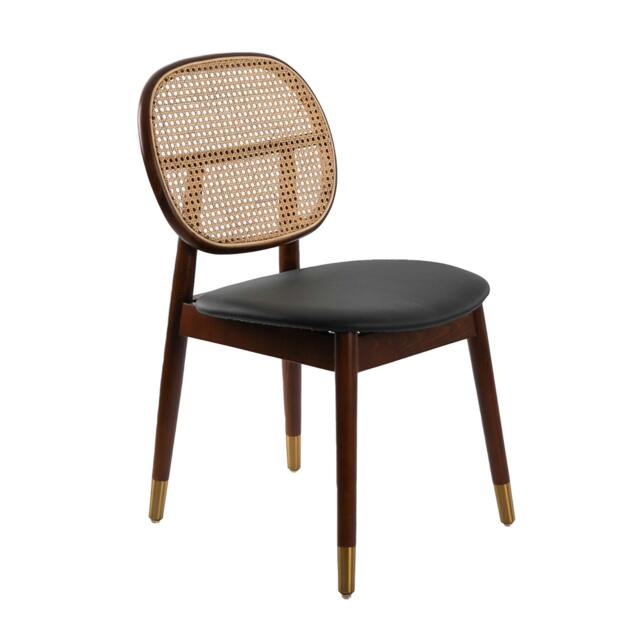 Rackhams Rattan and Black Leatherette Chair 4093 - image 1