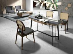 Rackhams Rattan and Black Leatherette Chair 4093 - thumbnail 4