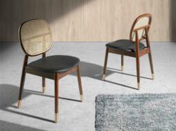 Rackhams Rattan and Black Leatherette Chair 4093 - thumbnail 3