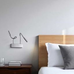 Rackhams Twin 2 Watt LED Chrome Over Bed Reading Light - thumbnail 1