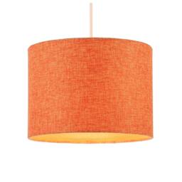 Rackhams Contemporary and Sleek Orange Natural Linen Fabric Drum Lamp Shade - thumbnail 2
