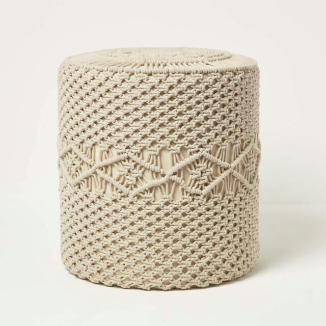 Rackhams Astrid Natural Macrame Pouffe - 42 cm Tall - image 1