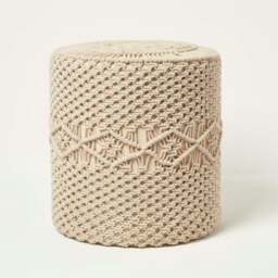 Rackhams Astrid Natural Macrame Pouffe - 42 cm Tall - thumbnail 2