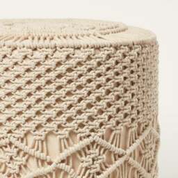Rackhams Astrid Natural Macrame Pouffe - 42 cm Tall - thumbnail 5