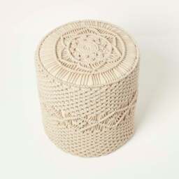 Rackhams Astrid Natural Macrame Pouffe - 42 cm Tall - thumbnail 6
