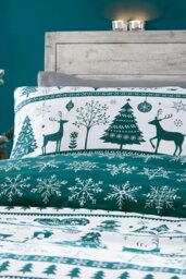 Rackhams Noel Duvet Cover Set - Teal - Super King - thumbnail 3