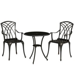 Rackhams 3 PCs Garden Bistro Set Outdoor Garden Furniture Set w/ Umbrella Hole - thumbnail 2