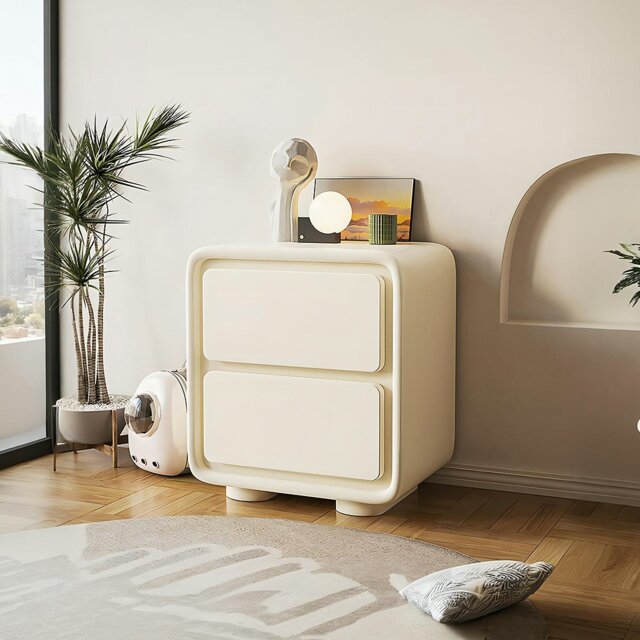 Rackhams Julieta Bedside Table, Cream - image 1
