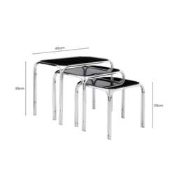 Rackhams Jordan Set Of Three Black Glass Nest Of Tables - thumbnail 4