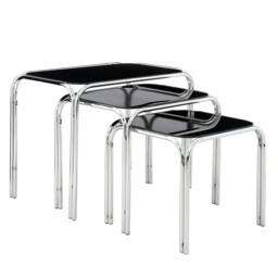 Rackhams Jordan Set Of Three Black Glass Nest Of Tables - thumbnail 3
