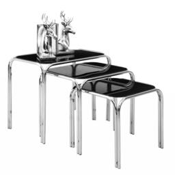 Rackhams Jordan Set Of Three Black Glass Nest Of Tables - thumbnail 5
