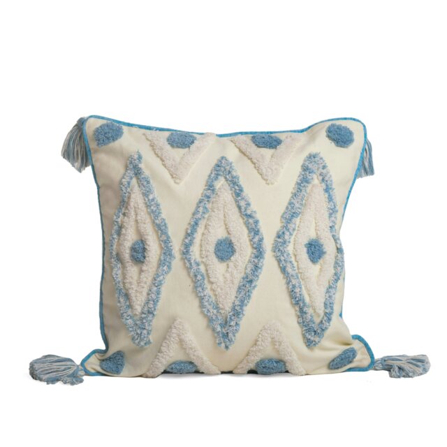 Rackhams Boho Tassle Heavy Tuft Cushion - 43cm x 43cm - Cream