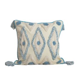Rackhams Boho Tassle Heavy Tuft Cushion - 43cm x 43cm - Cream