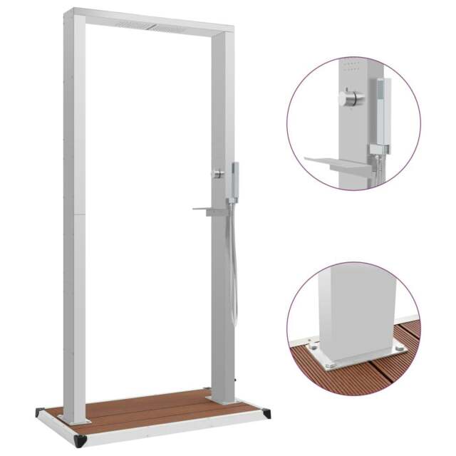 Rackhams Outdoor Shower with Tray WPC Stainless Steel