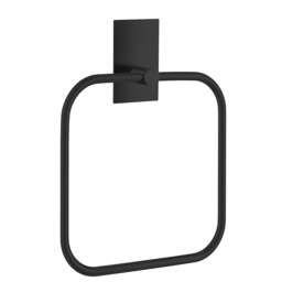 Rackhams Black Stainless Steel (W)16.8cm Square Towel Ring Self Adhesive Bathroom Wall Mounted